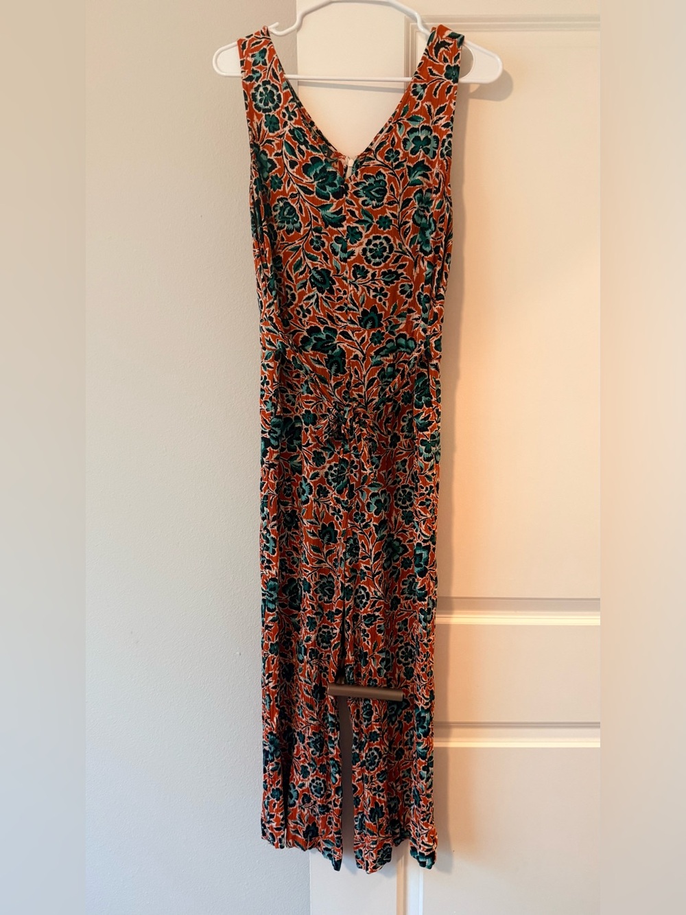 Fat Face Orange Floral Maxi Dress with Teal Accents